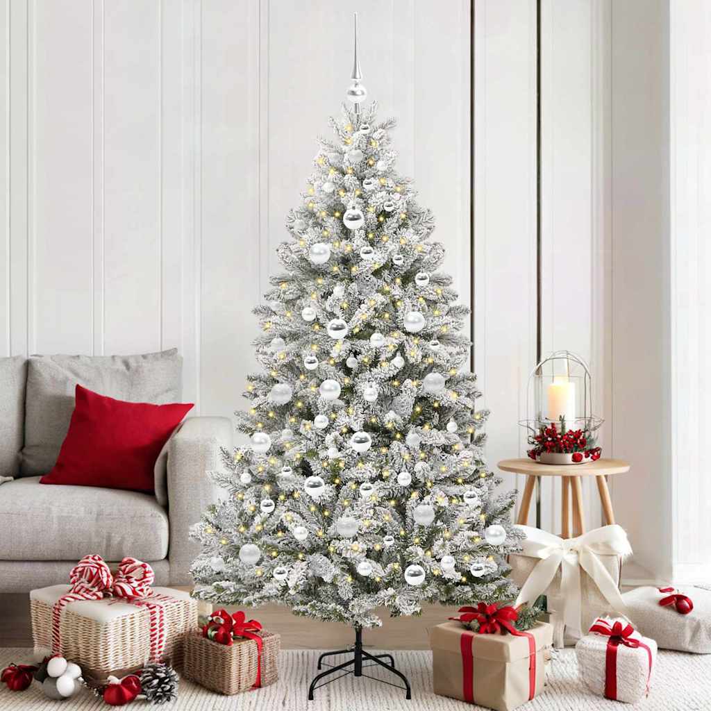Vidaxl kunstkerstboom met 300 led groen en wit 180 cm pvc en metaal