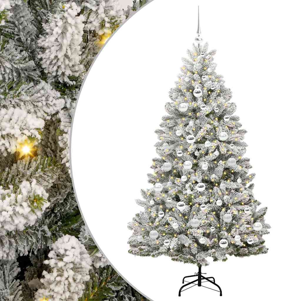 Vidaxl kunstkerstboom met 300 led groen en wit 180 cm pvc en metaal