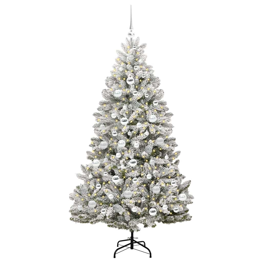 Vidaxl kunstkerstboom met 300 led groen en wit 180 cm pvc en metaal