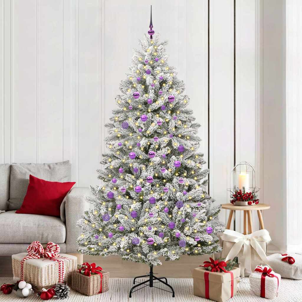 Vidaxl kunstkerstboom met 300 led groen en wit 210 cm pvc en metaal