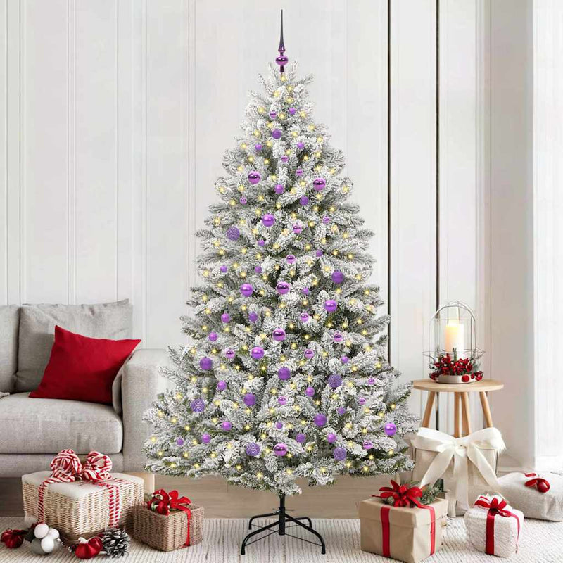 Vidaxl kunstkerstboom met 300 led groen en wit 210 cm pvc en metaal