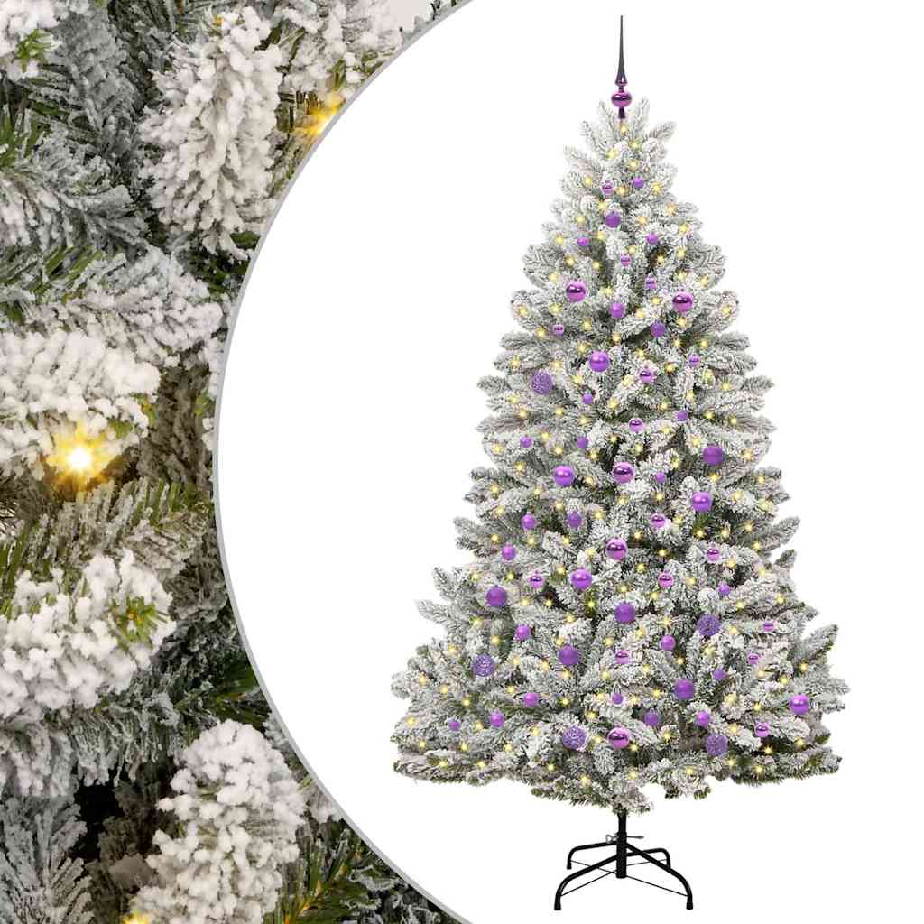Vidaxl kunstkerstboom met 300 led groen en wit 210 cm pvc en metaal