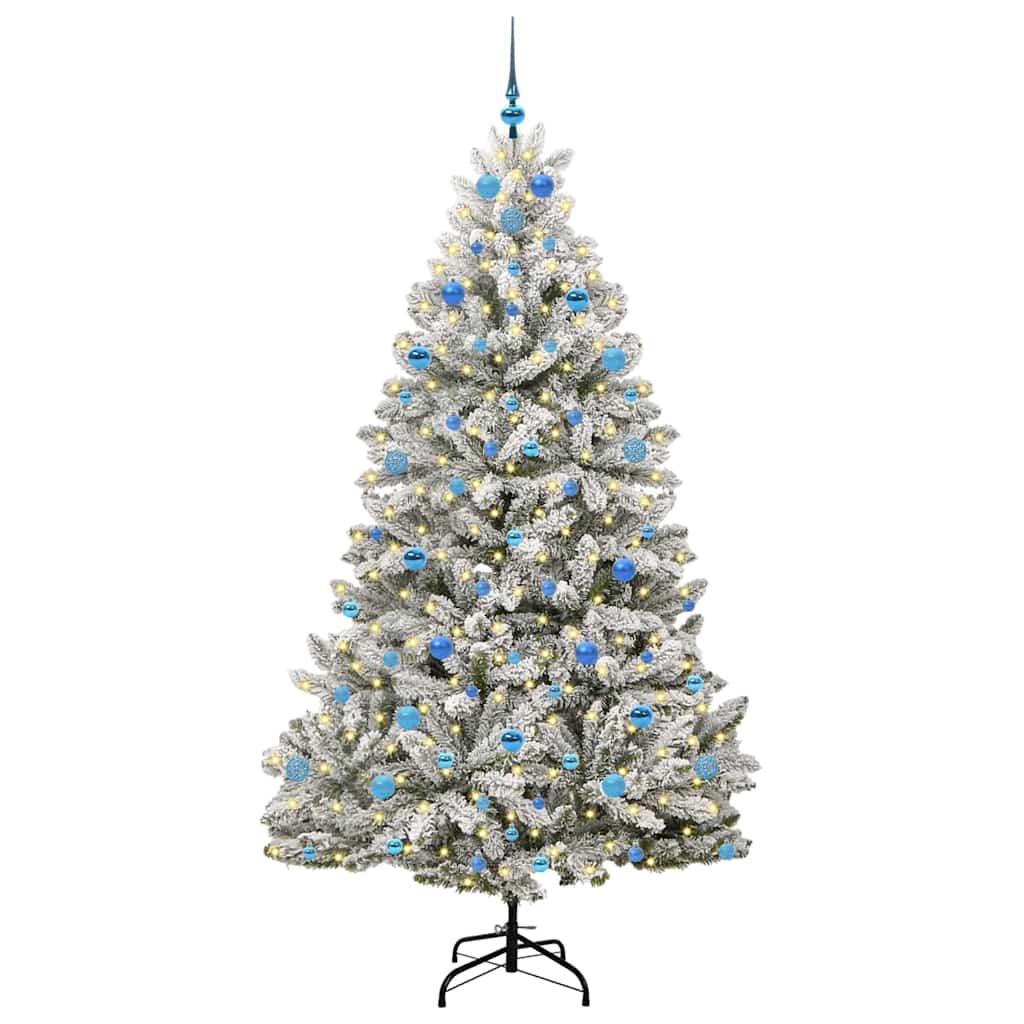 Vidaxl kunstkerstboom met 300 led groen en wit 210 cm pvc en metaal