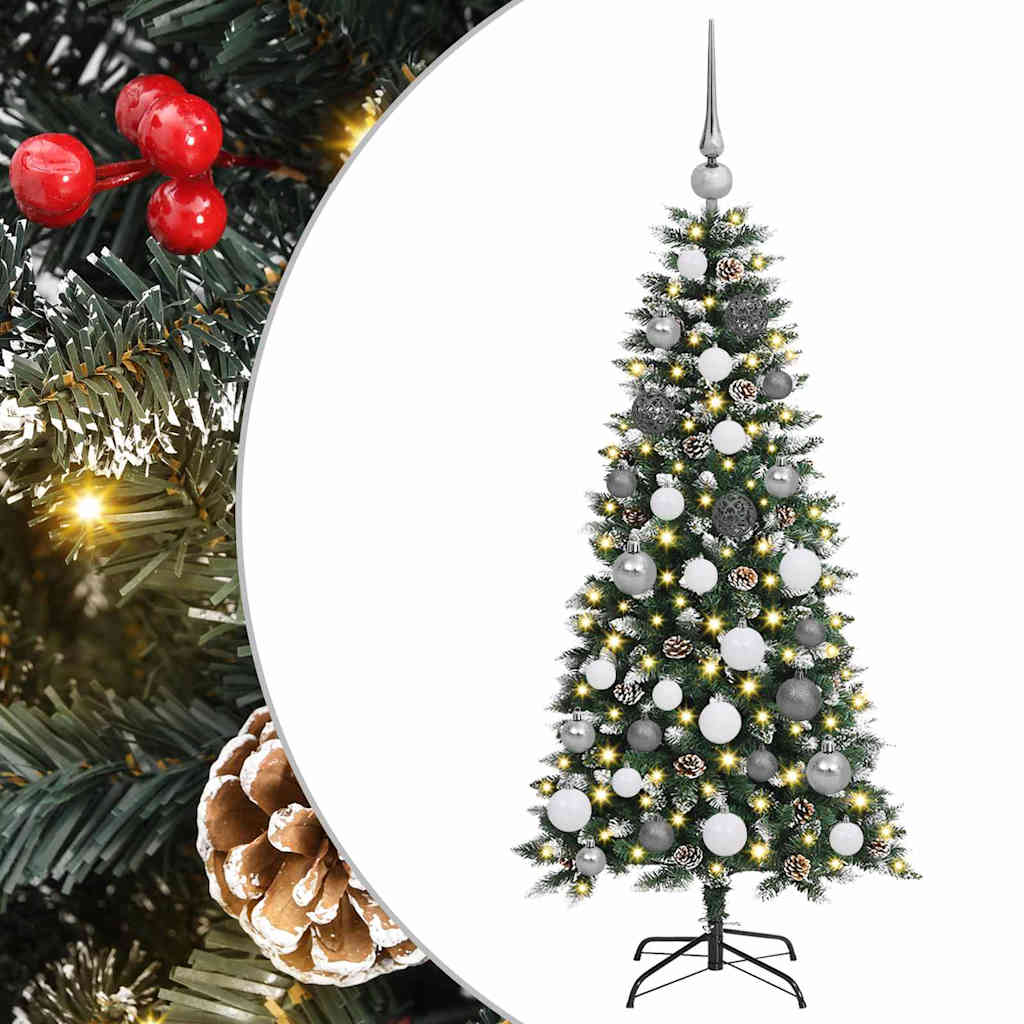 Albero di Natale artificiale VidaXL con 150 LED verdi, 120 cm in PVC e plastica e acciaio