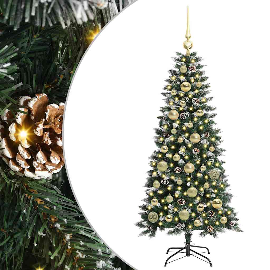 Albero di Natale artificiale VidaXL con 150 LED verdi, 120 cm in PVC e plastica e acciaio