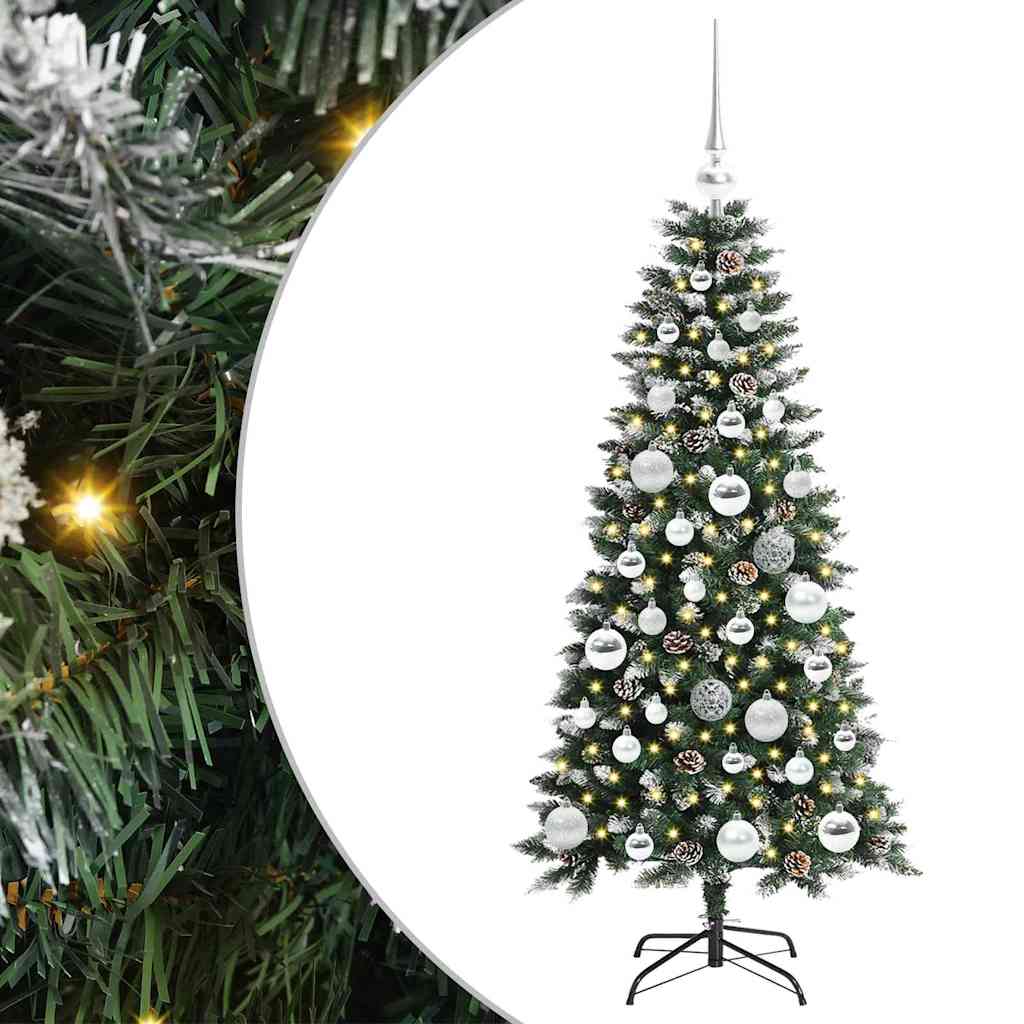 Albero di Natale artificiale VidaXL con 150 LED verdi, 120 cm in PVC e plastica e acciaio