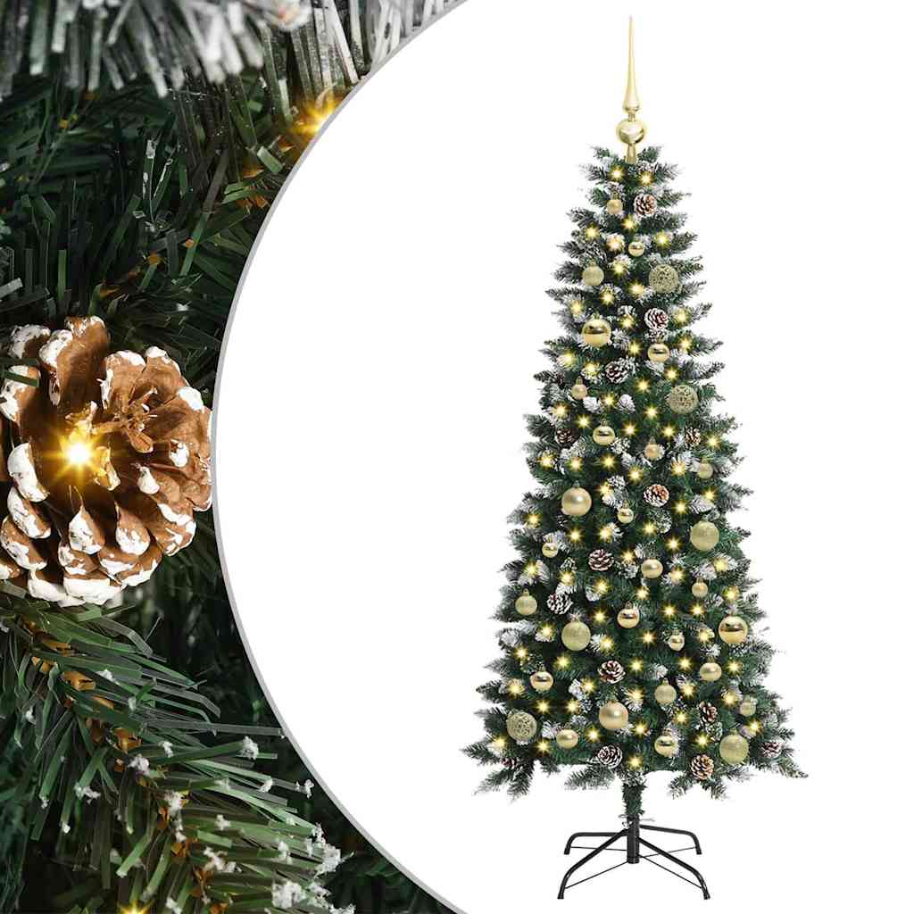 Albero di Natale artificiale VidaXL con 150 LED verdi, 150 cm in PVC e plastica e acciaio
