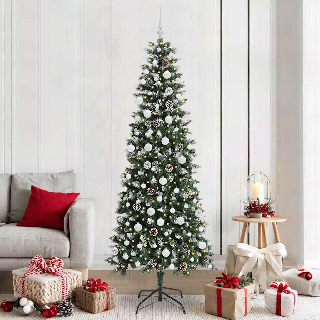 Albero di Natale artificiale VidaXL con 300 LED verdi, 210 cm in PVC e plastica e acciaio