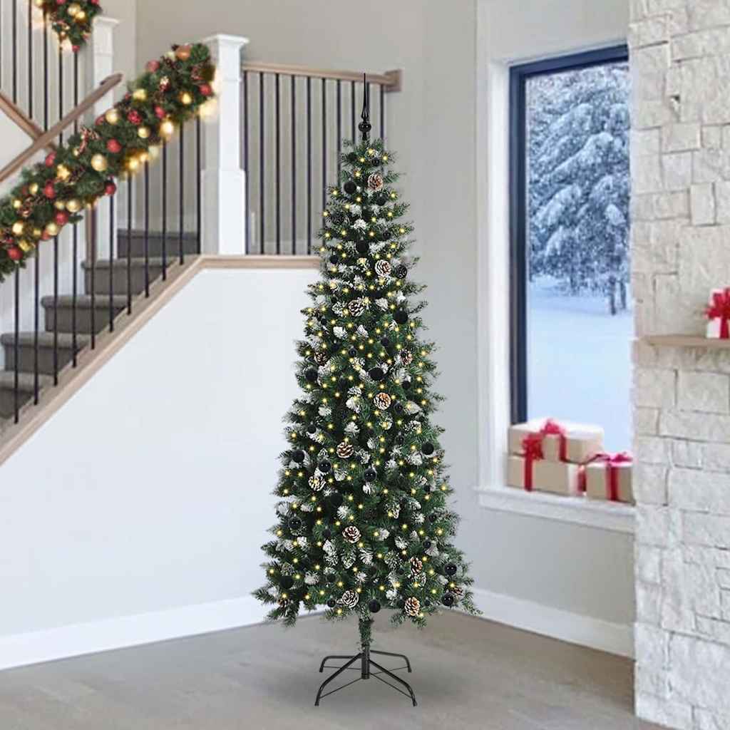 Albero di Natale artificiale Vidaxx con 300 LED verdi, 240 cm in PVC e plastica e acciaio