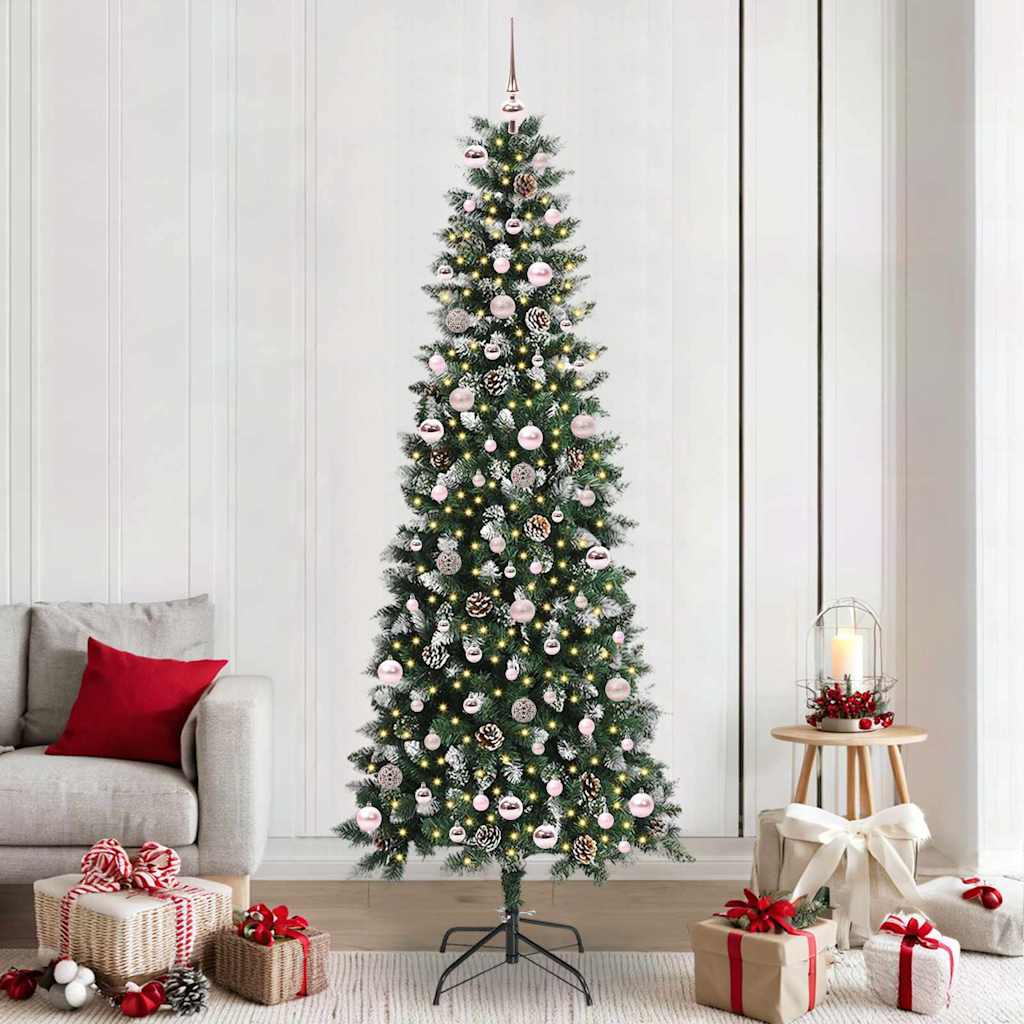 Albero di Natale artificiale Vidaxx con 300 LED verdi, 240 cm in PVC e plastica e acciaio