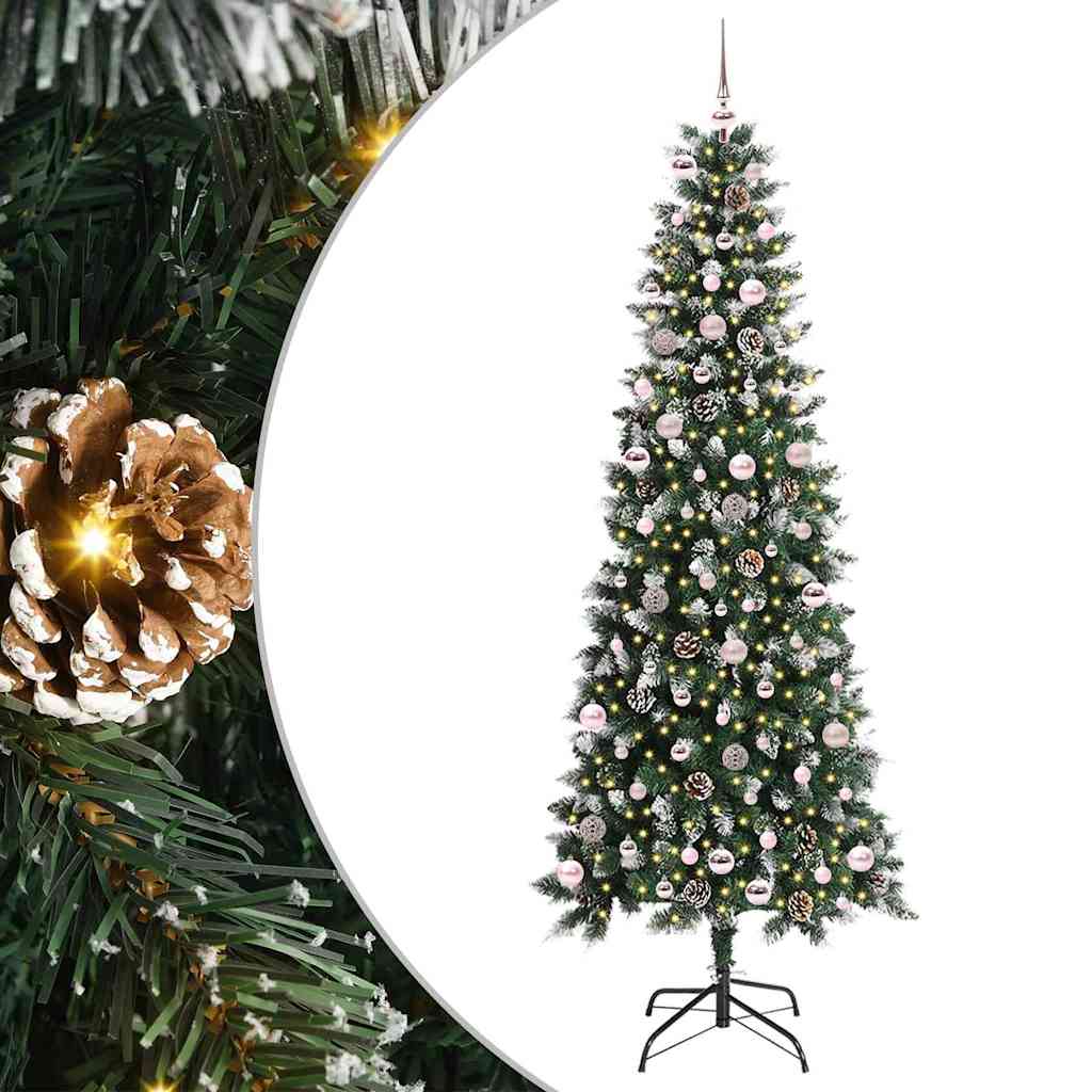 Albero di Natale artificiale Vidaxx con 300 LED verdi, 240 cm in PVC e plastica e acciaio