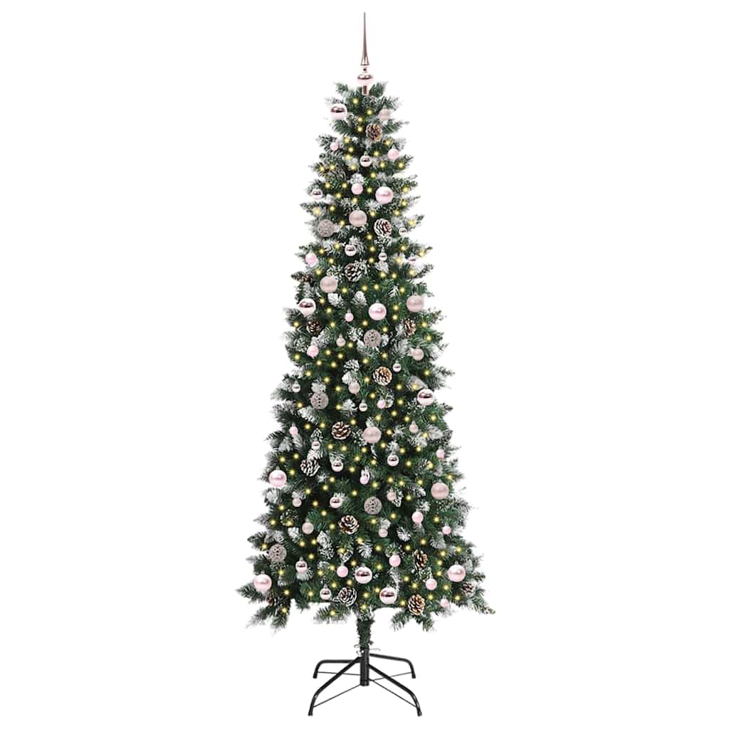 Albero di Natale artificiale Vidaxx con 300 LED verdi, 240 cm in PVC e plastica e acciaio