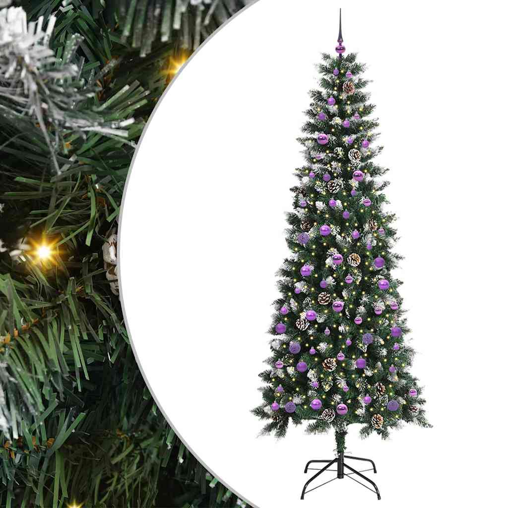 Albero di Natale artificiale Vidaxx con 300 LED verdi, 240 cm in PVC e plastica e acciaio