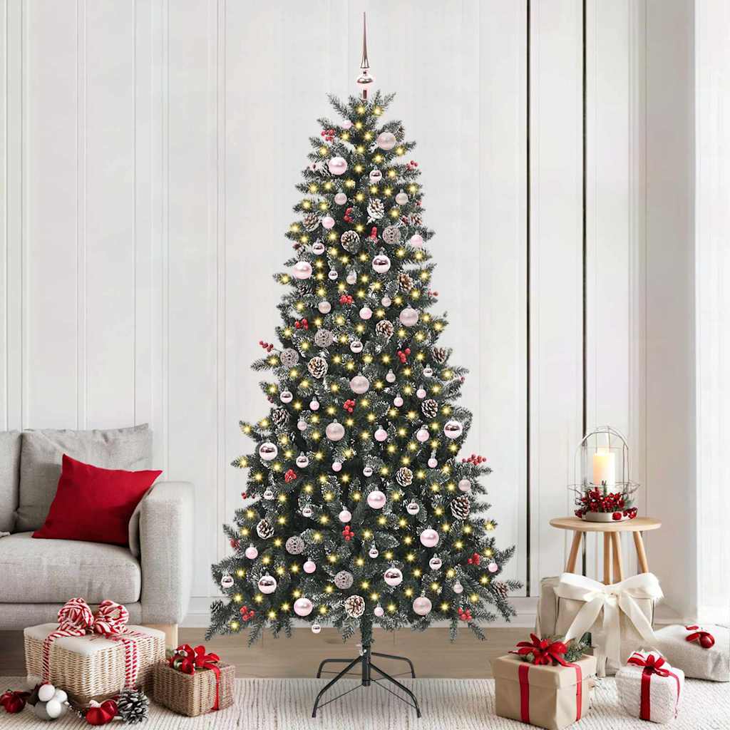 Vidaxl kunstkerstboom met 300 led groen 240 cm pvc en plastic en staal