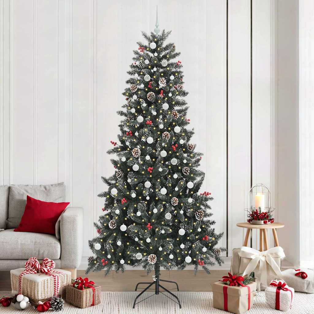 Albero di Natale artificiale Vidaxx con 300 LED verdi, 240 cm in PVC e plastica e acciaio