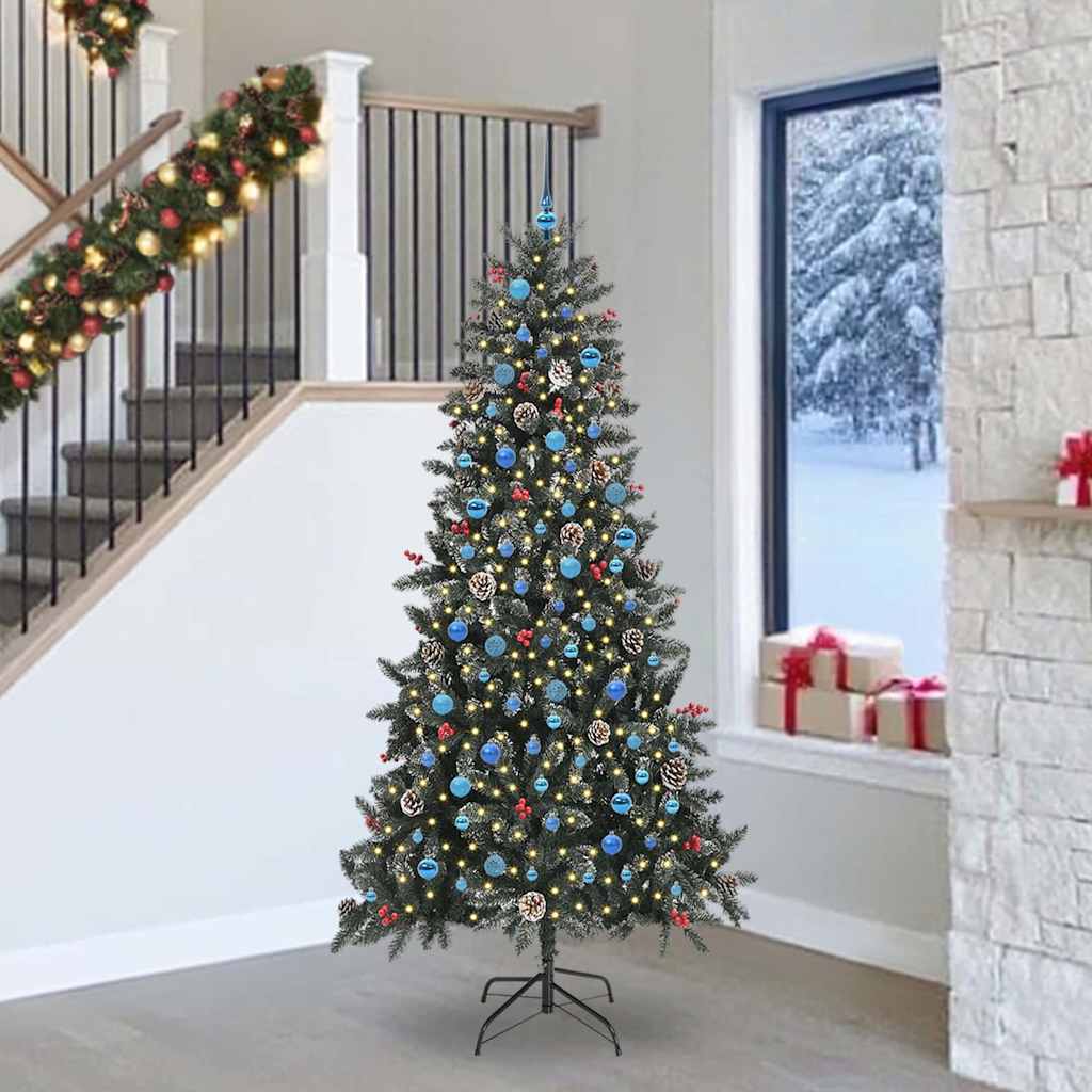 Albero di Natale artificiale Vidaxx con 300 LED verdi, 240 cm in PVC e plastica e acciaio