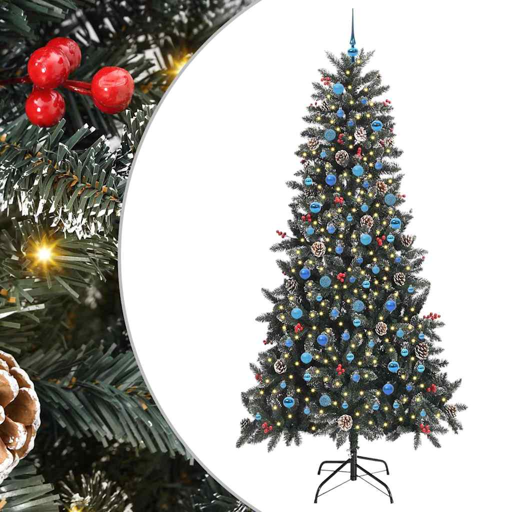 Albero di Natale artificiale Vidaxx con 300 LED verdi, 240 cm in PVC e plastica e acciaio
