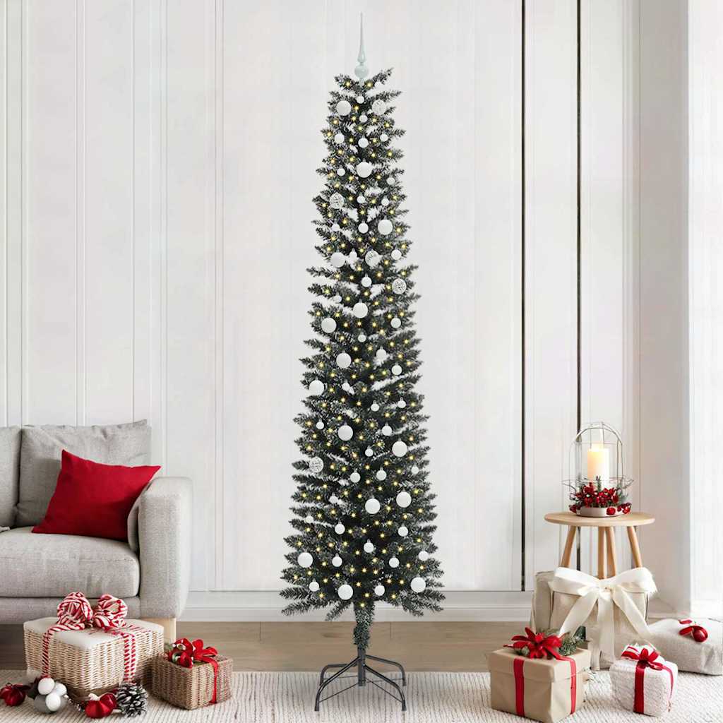 Albero di Natale artificiale Vidaxx con 300 LED verdi, 240 cm in PVC e plastica e acciaio