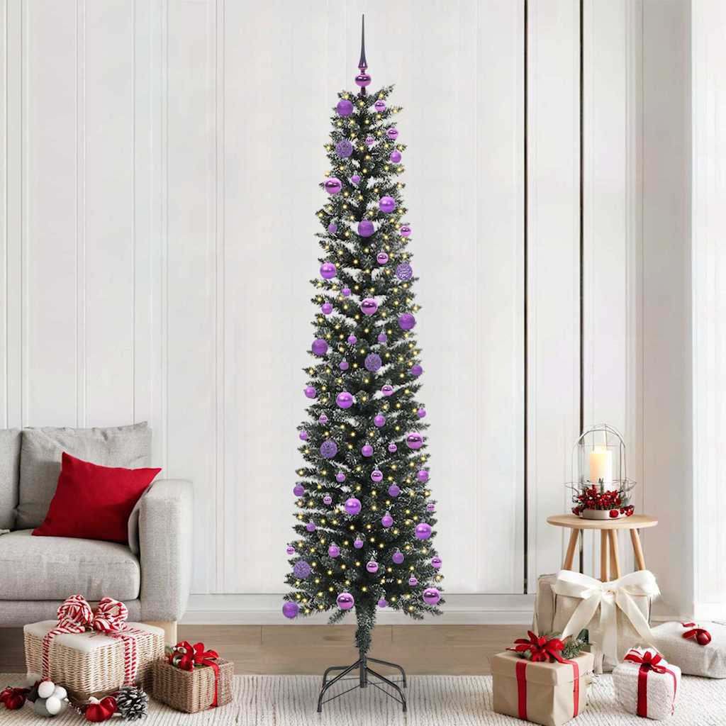 Albero di Natale artificiale Vidaxx con 300 LED verdi, 240 cm in PVC e plastica e acciaio