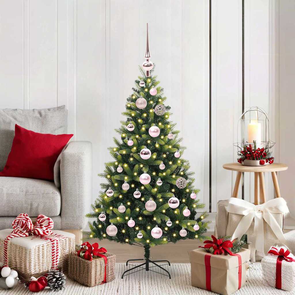 VidaXL Albero di Natale artificiale con cerniera 150 LED verde 120 cm PVC e PE