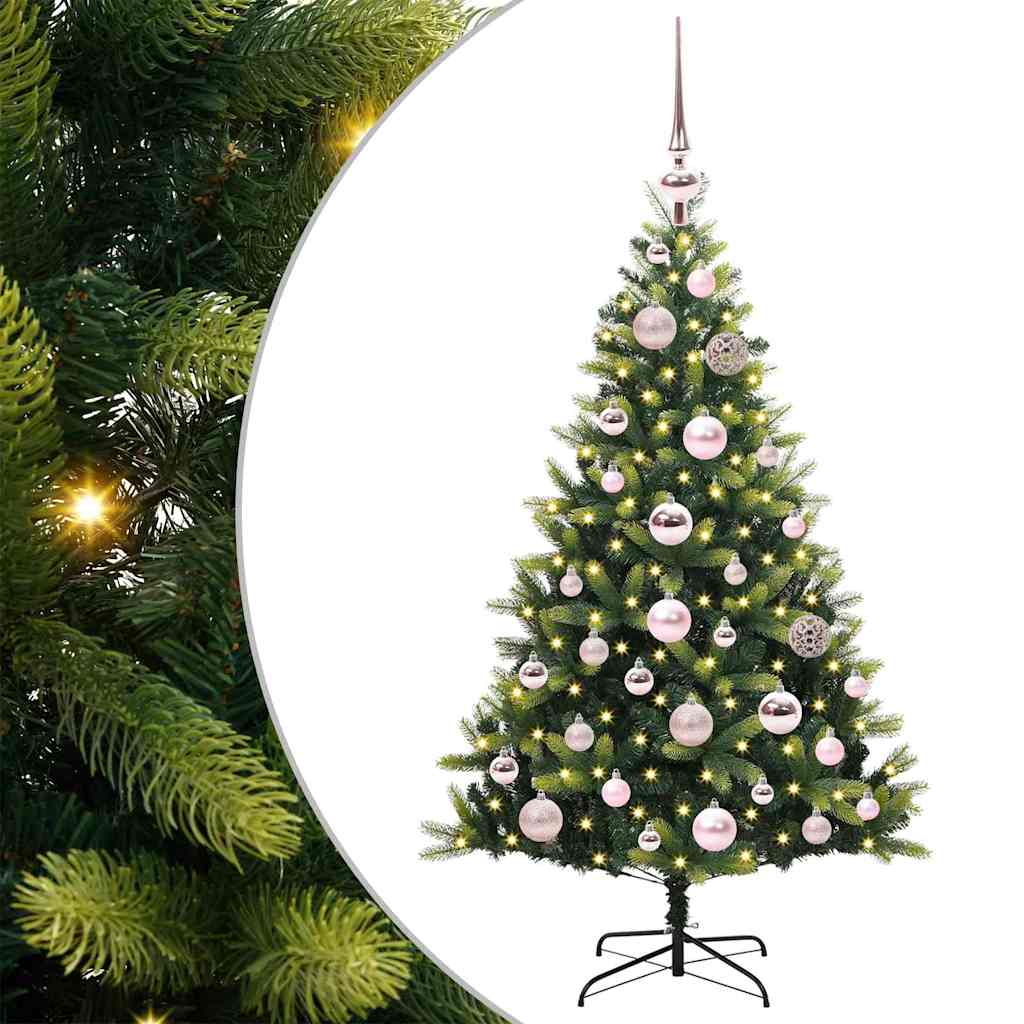 VidaXL Albero di Natale artificiale con cerniera 150 LED verde 120 cm PVC e PE