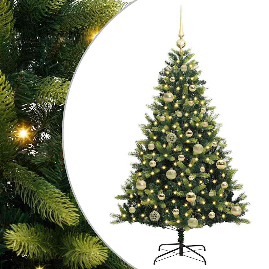 VidaXL árbol de Navidad artificial con bisagra 150 LEDs verde 120 cm PVC y PE