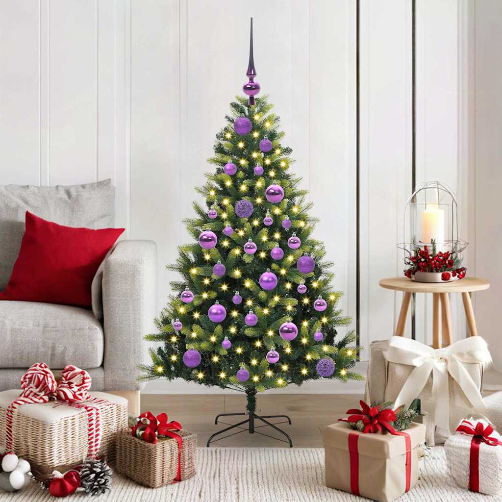 VidaXL Albero di Natale artificiale con cerniera 150 LED verde 120 cm PVC e PE