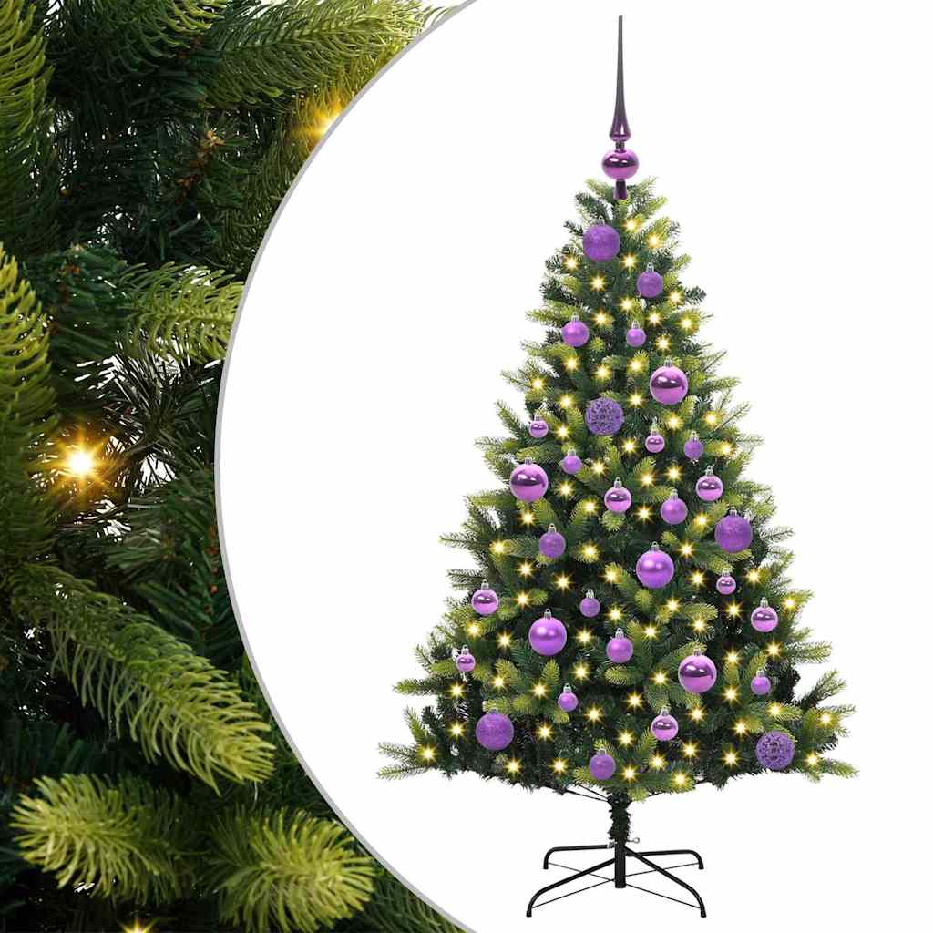 VidaXL Albero di Natale artificiale con cerniera 150 LED verde 120 cm PVC e PE