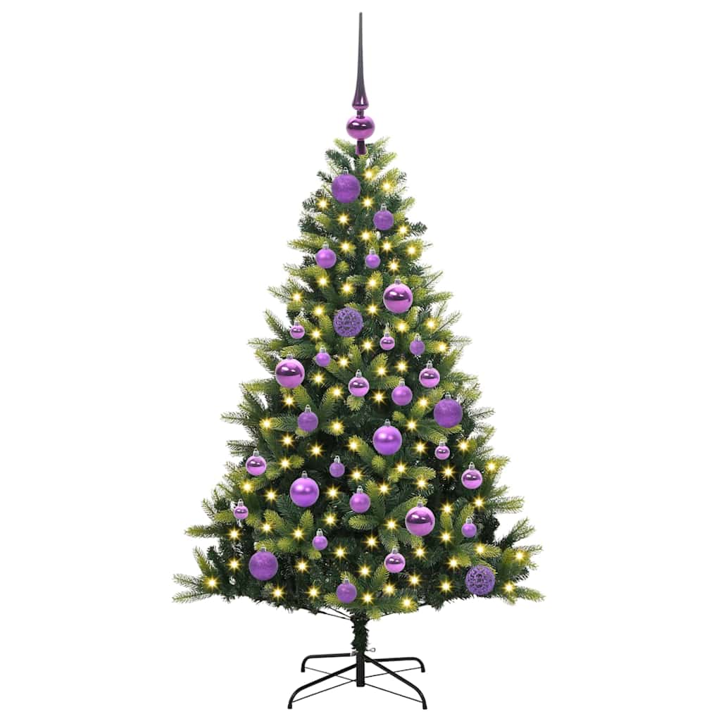 VidaXL Albero di Natale artificiale con cerniera 150 LED verde 120 cm PVC e PE