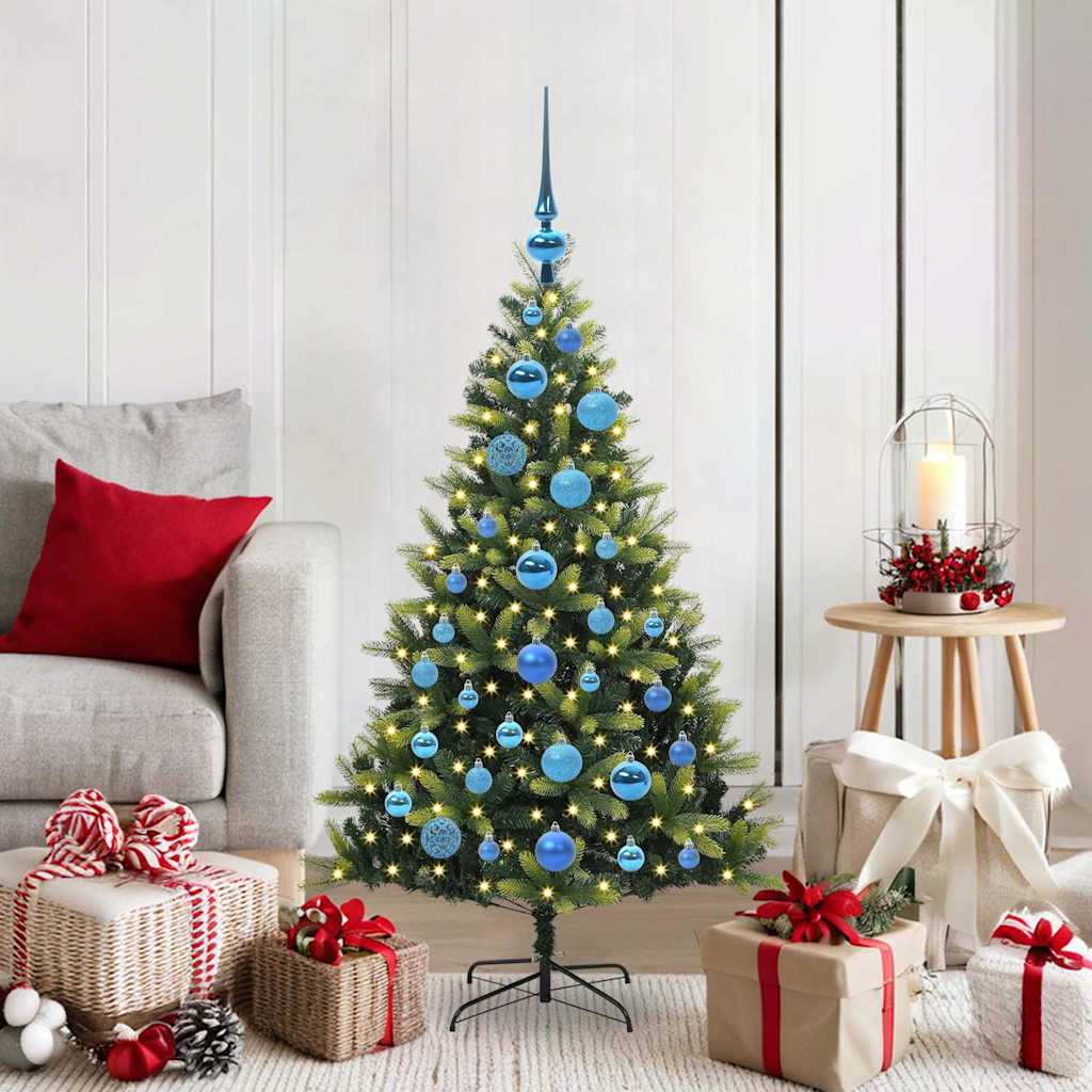 VidaXL Albero di Natale artificiale con cerniera 150 LED verde 120 cm PVC e PE