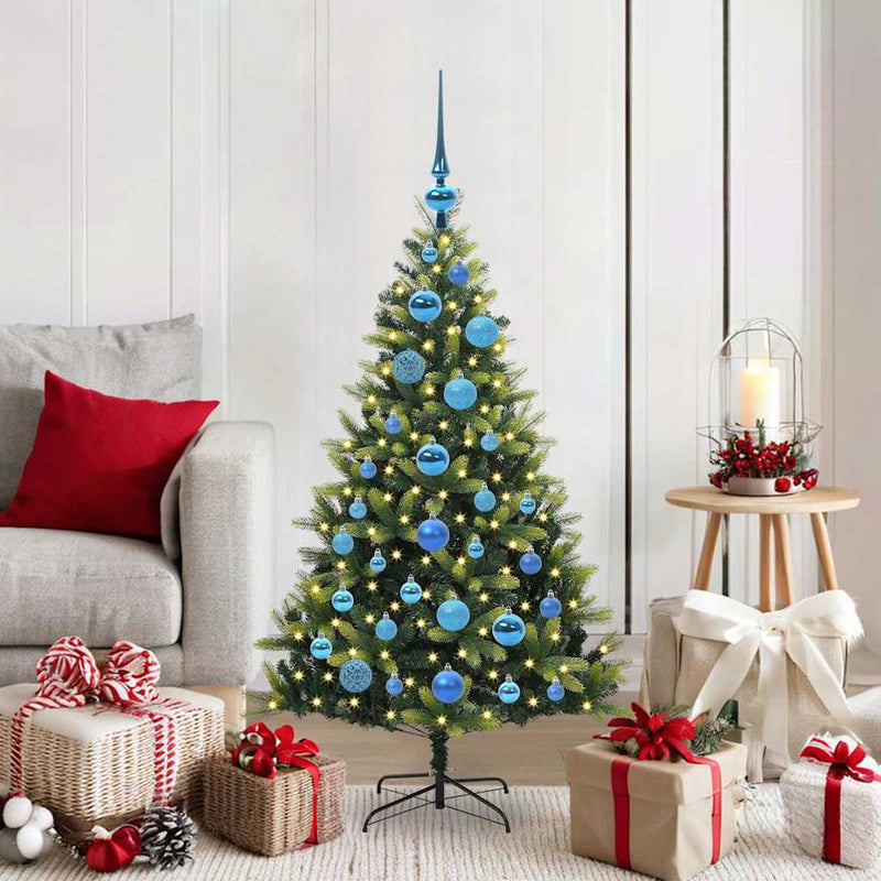 VidaXL Albero di Natale artificiale con cerniera 150 LED verde 120 cm PVC e PE