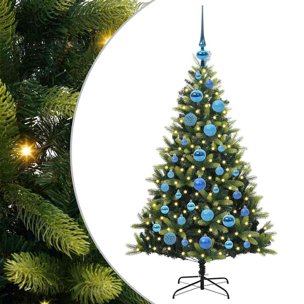 VidaXL Albero di Natale artificiale con cerniera 150 LED verde 120 cm PVC e PE