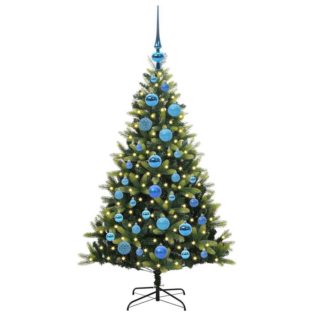 VidaXL Albero di Natale artificiale con cerniera 150 LED verde 120 cm PVC e PE