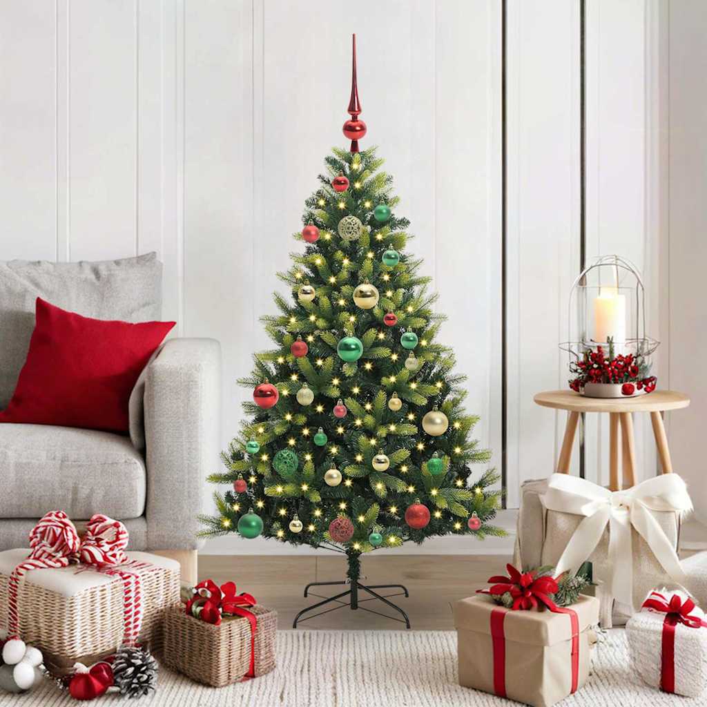 VidaXL Albero di Natale artificiale con cerniera 150 LED verde 120 cm PVC e PE