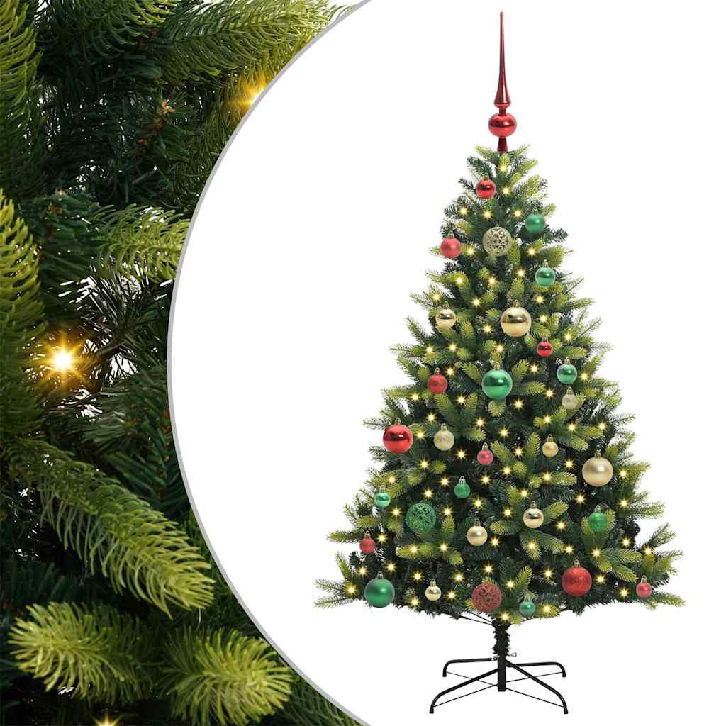 VidaXL Albero di Natale artificiale con cerniera 150 LED verde 120 cm PVC e PE