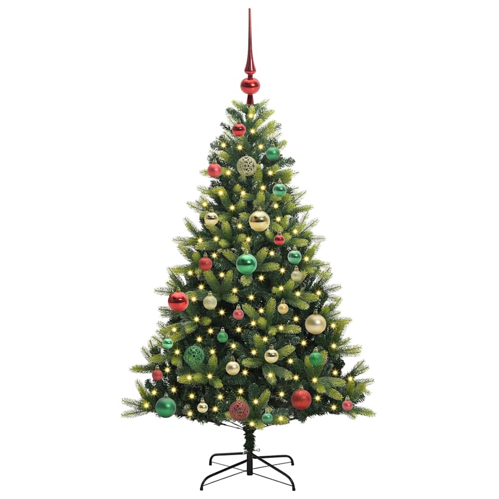 VidaXL Albero di Natale artificiale con cerniera 150 LED verde 120 cm PVC e PE