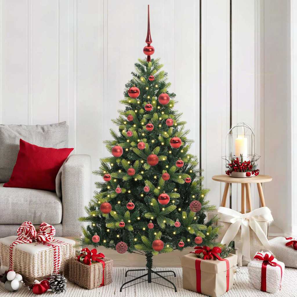 VidaXL Albero di Natale artificiale con cerniera 150 LED verde 150 cm PVC e PE