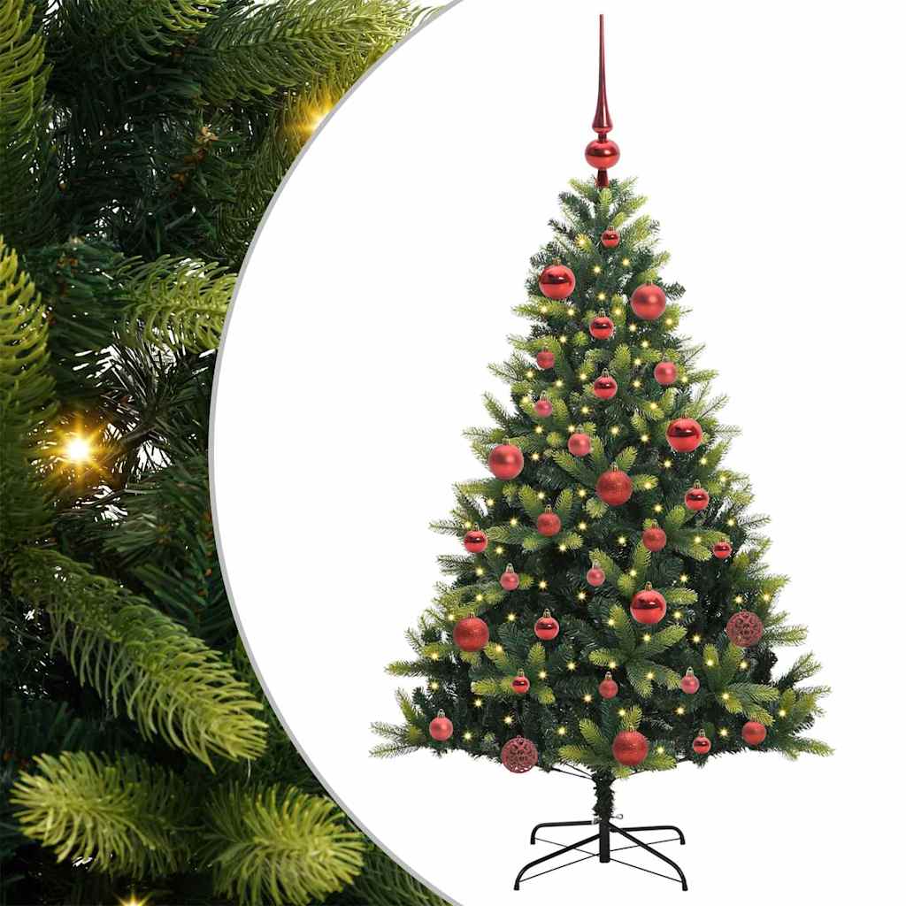VidaXL Albero di Natale artificiale con cerniera 150 LED verde 150 cm PVC e PE