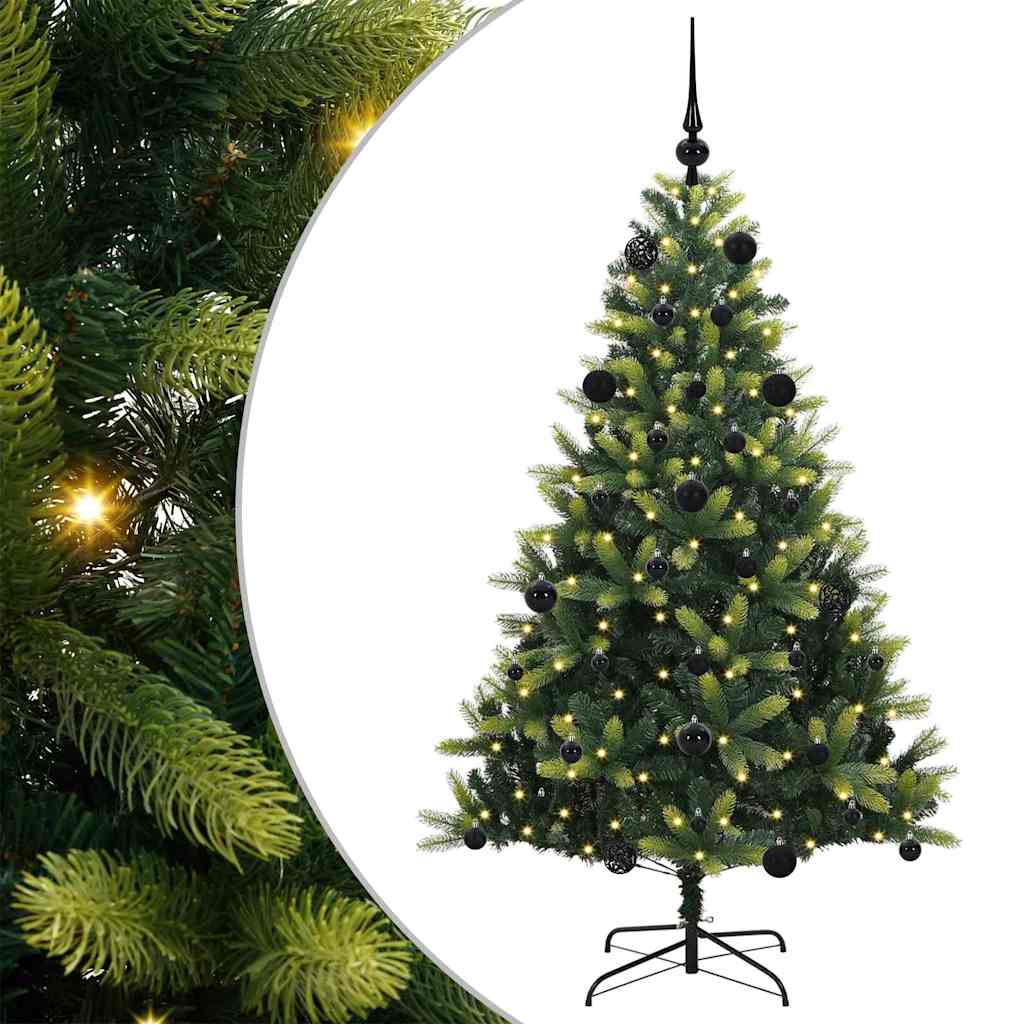 VidaXL Albero di Natale artificiale con cerniera 150 LED verde 150 cm PVC e PE
