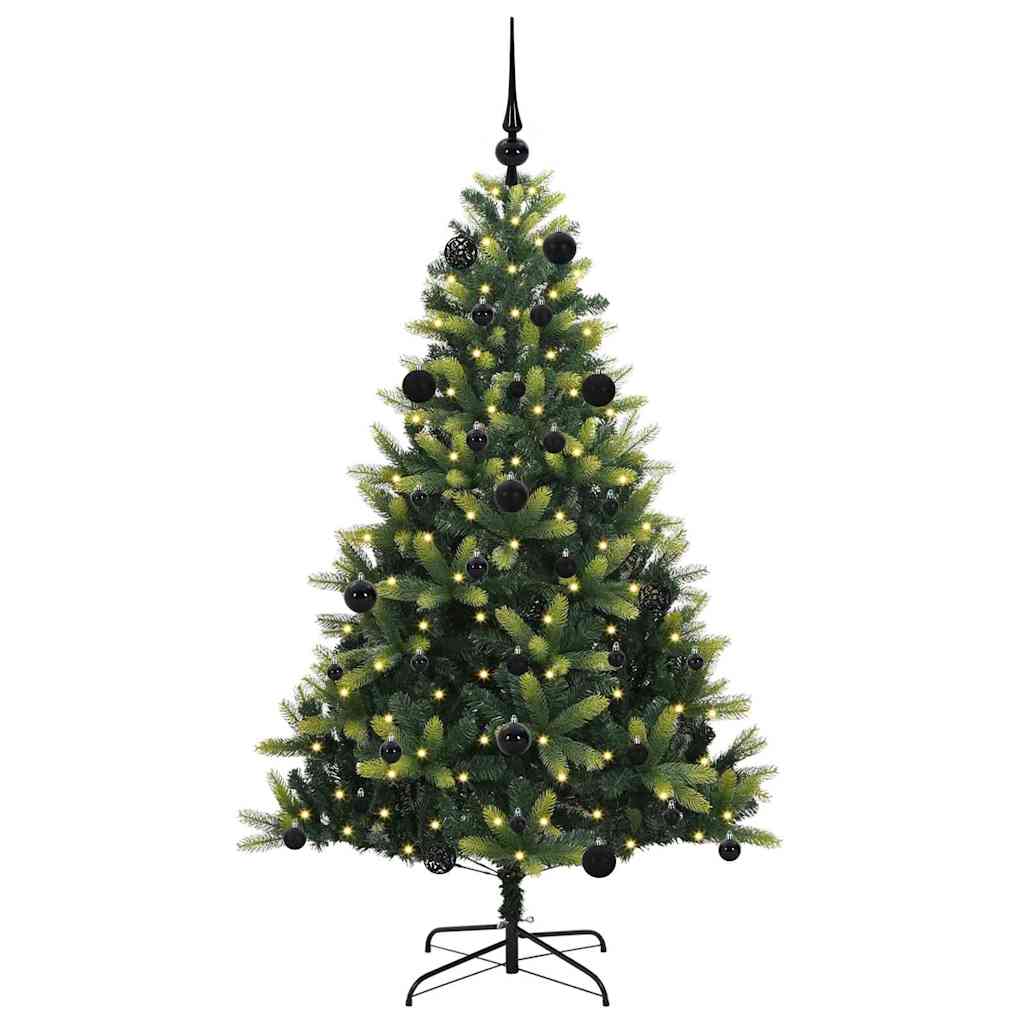 VidaXL Albero di Natale artificiale con cerniera 150 LED verde 150 cm PVC e PE