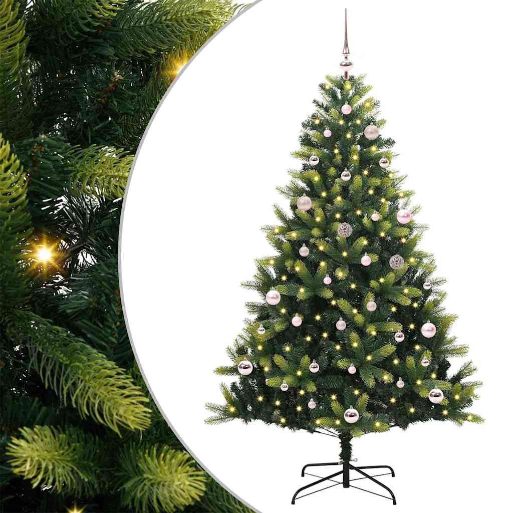 VidaXL Albero di Natale artificiale con cerniera 150 LED verde 150 cm PVC e PE