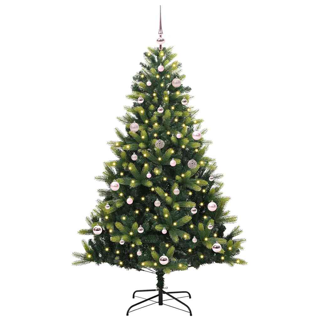 VidaXL Albero di Natale artificiale con cerniera 150 LED verde 150 cm PVC e PE