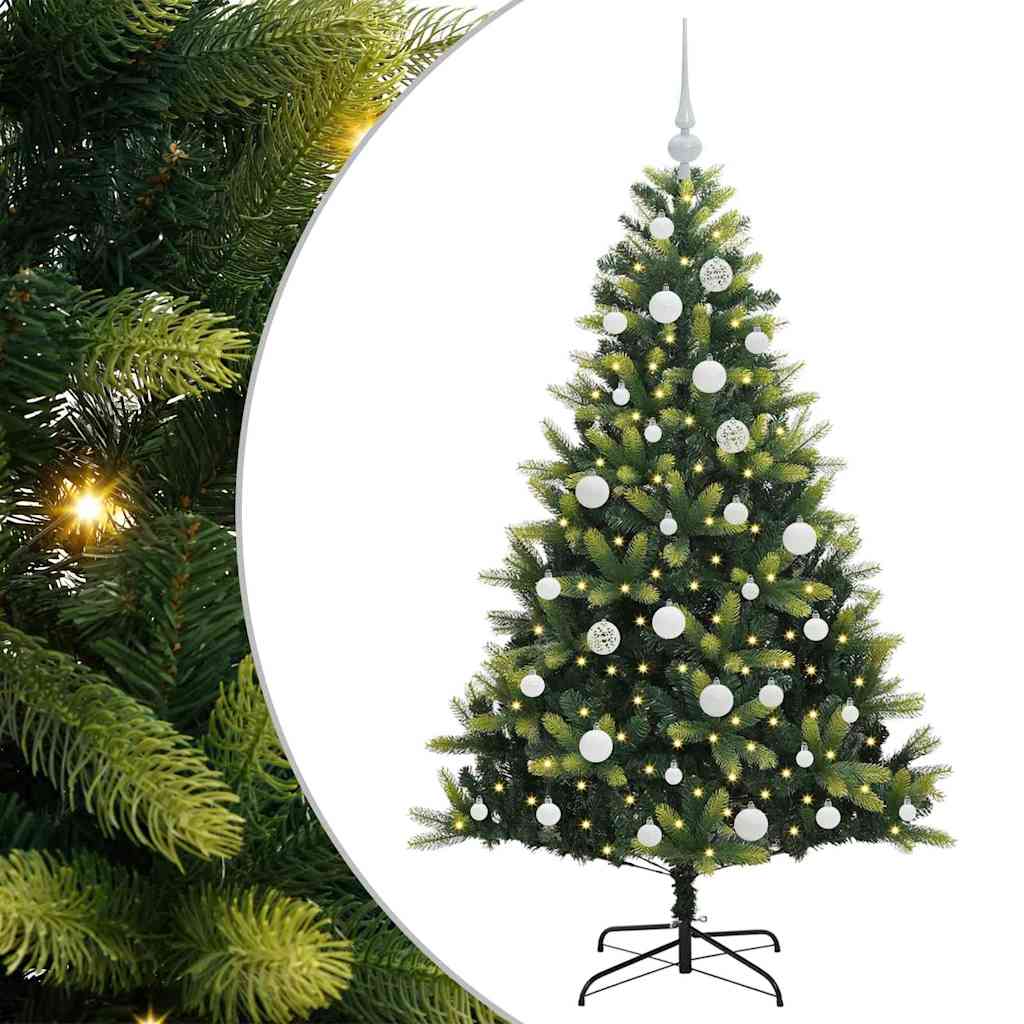 VidaXL Albero di Natale artificiale con cerniera 150 LED verde 150 cm PVC e PE