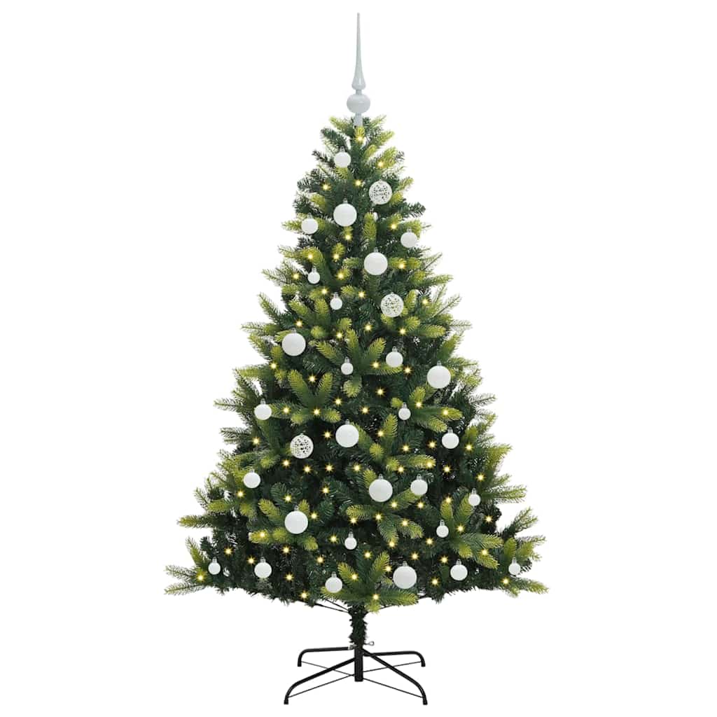 VidaXL Albero di Natale artificiale con cerniera 150 LED verde 150 cm PVC e PE