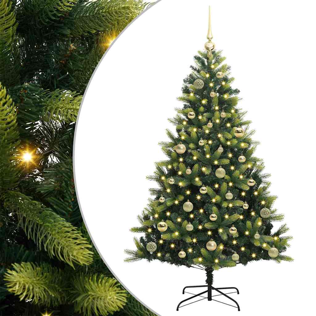 VidaXL Albero di Natale artificiale con cerniera 150 LED verde 150 cm PVC e PE