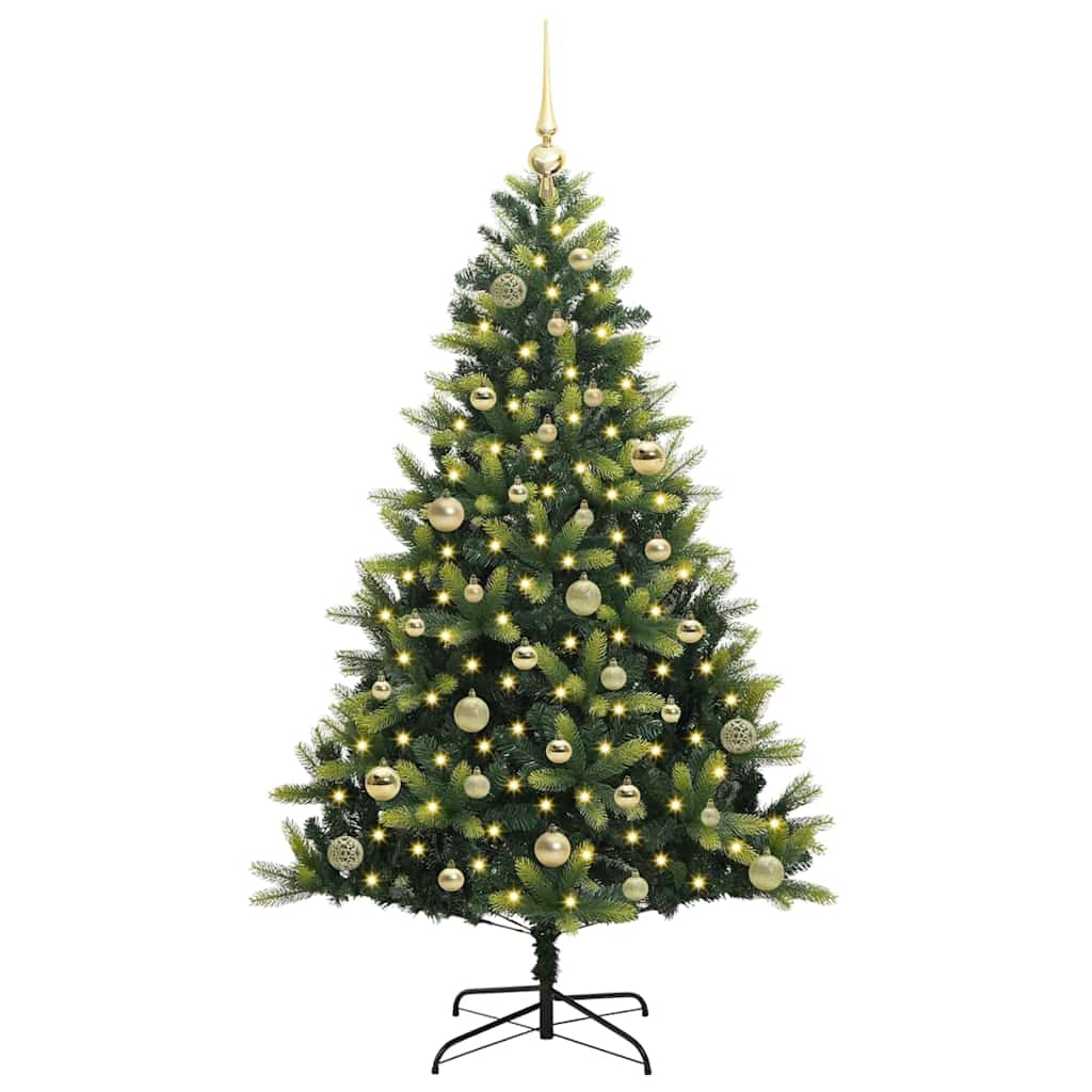 VidaXL Albero di Natale artificiale con cerniera 150 LED verde 150 cm PVC e PE