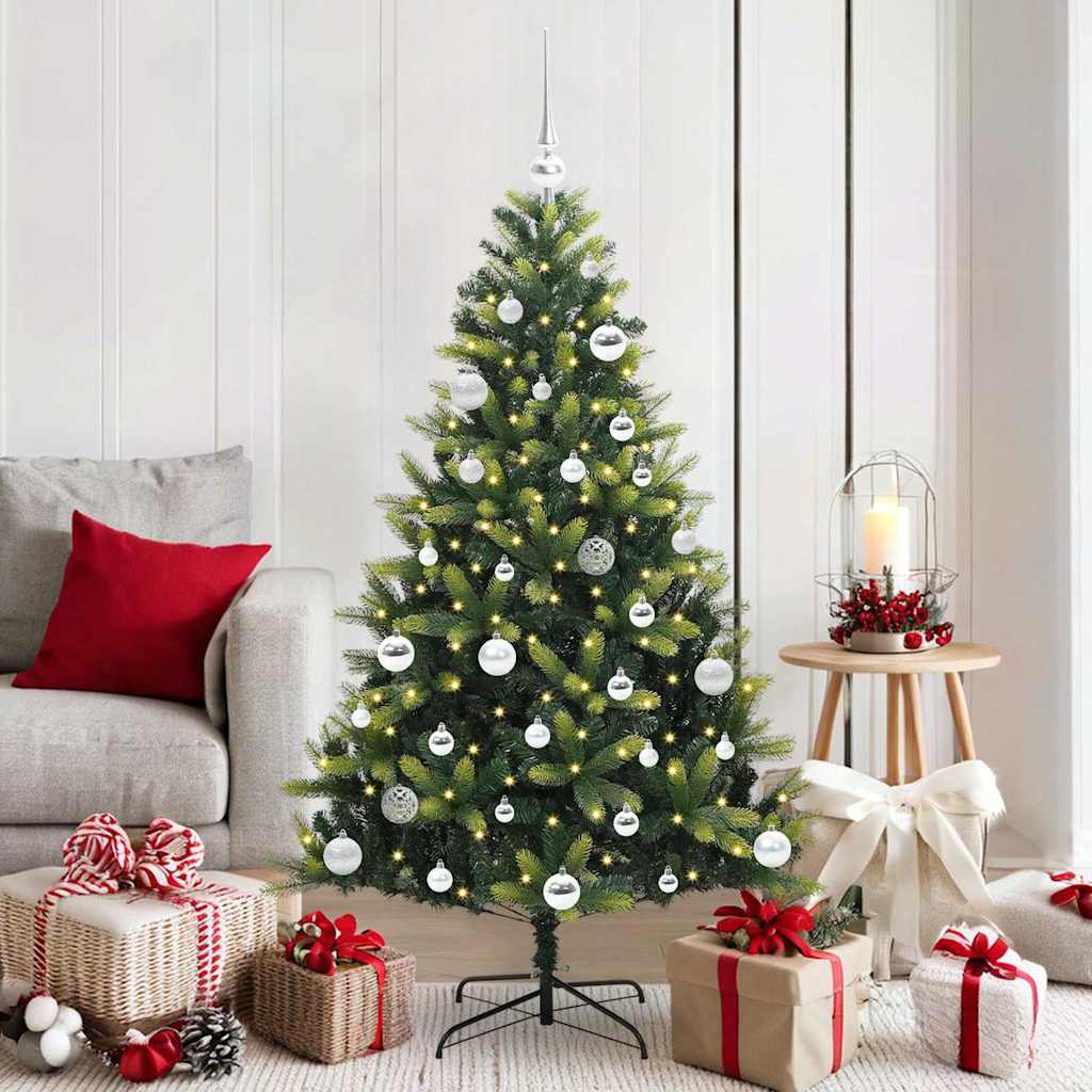 VidaXL Albero di Natale artificiale con cerniera 150 LED verde 150 cm PVC e PE