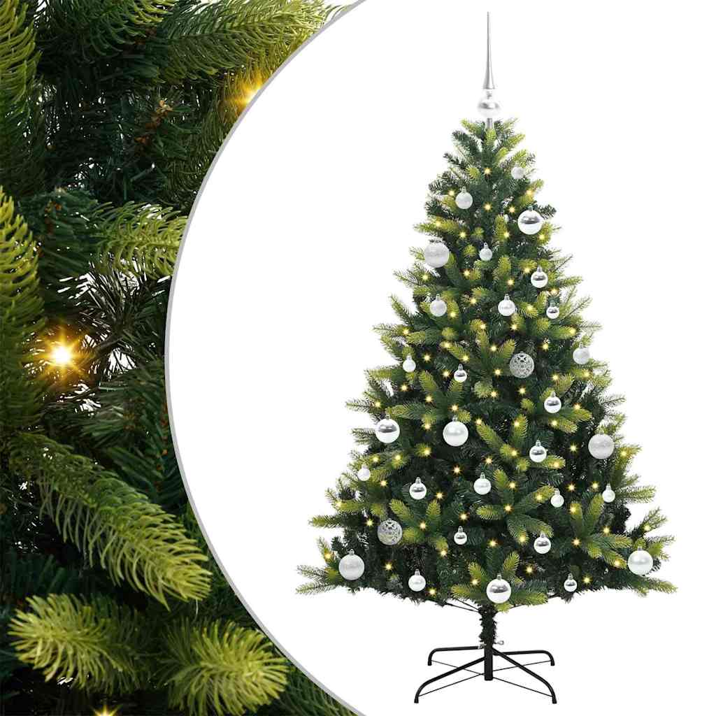 VidaXL Albero di Natale artificiale con cerniera 150 LED verde 150 cm PVC e PE