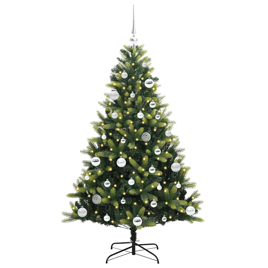 VidaXL Albero di Natale artificiale con cerniera 150 LED verde 150 cm PVC e PE