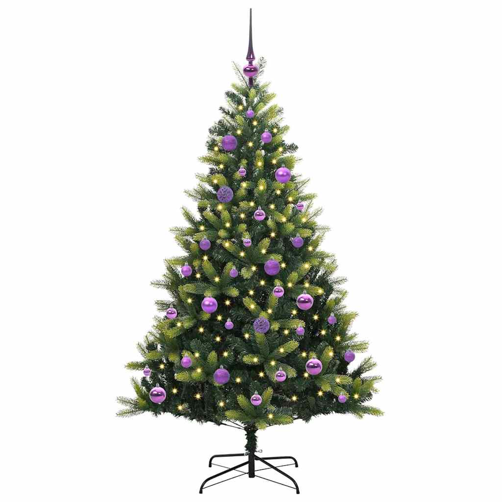VidaXL Albero di Natale artificiale con cerniera 150 LED verde 150 cm PVC e PE